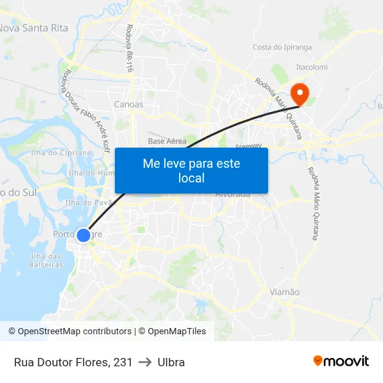 Rua Doutor Flores, 231 to Ulbra map