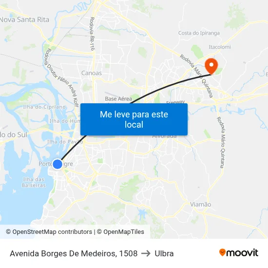 Avenida Borges De Medeiros, 1508 to Ulbra map