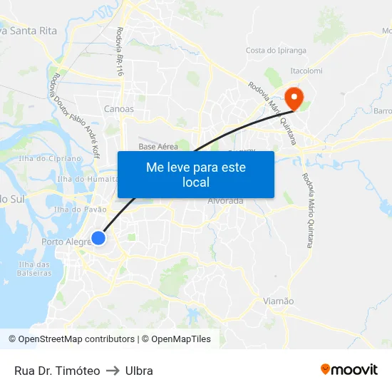 Rua Dr. Timóteo to Ulbra map