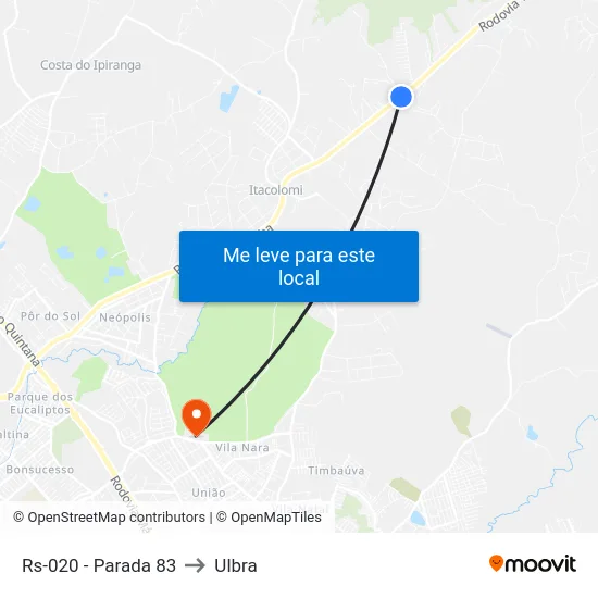Rs-020 - Parada 83 to Ulbra map