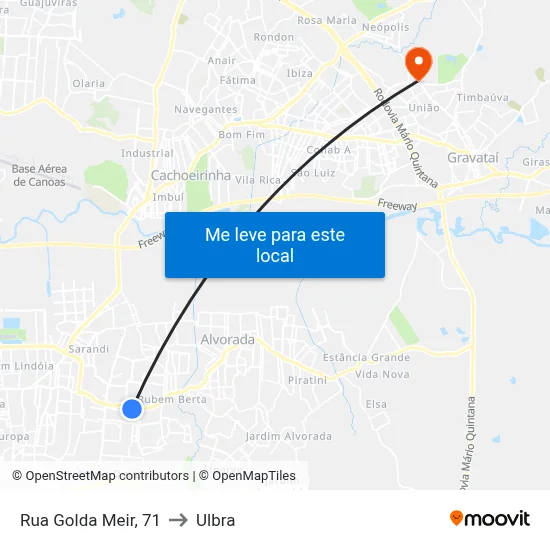 Rua Golda Meir, 71 to Ulbra map