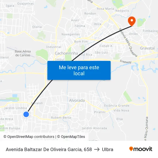 Avenida Baltazar De Oliveira Garcia, 658 to Ulbra map