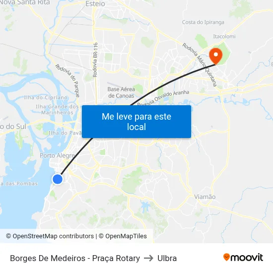 Borges De Medeiros - Praça Rotary to Ulbra map