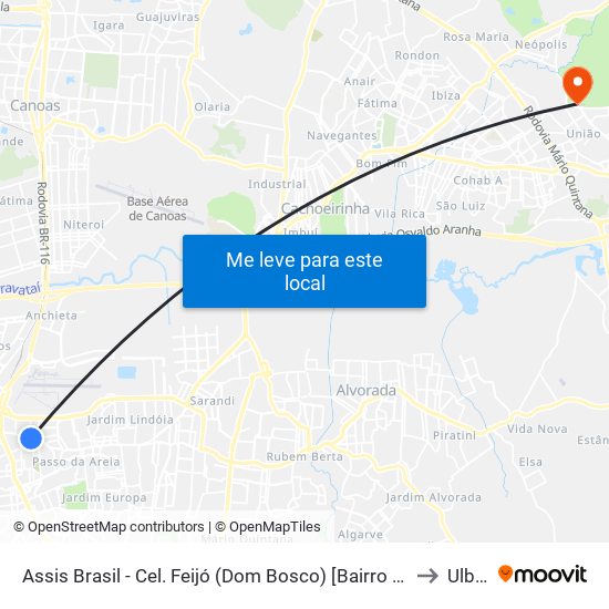 Assis Brasil - Cel. Feijó (Dom Bosco) [Bairro - Bc] to Ulbra map