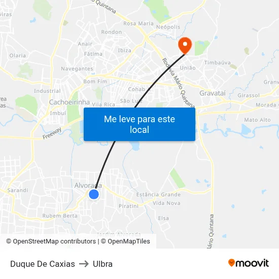 Duque De Caxias to Ulbra map