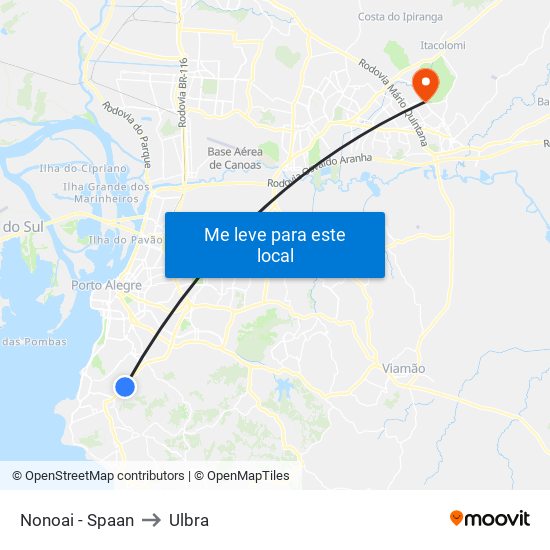 Nonoai - Spaan to Ulbra map