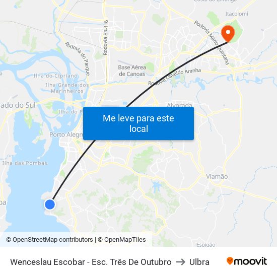 Wenceslau Escobar - Esc. Três De Outubro to Ulbra map