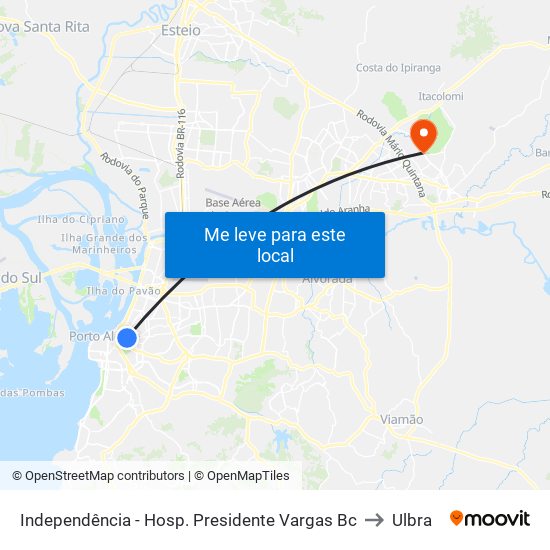 Independência - Hosp. Presidente Vargas Bc to Ulbra map
