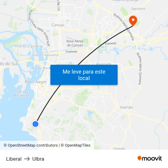 Liberal to Ulbra map