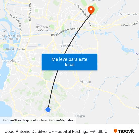 João Antônio Da Silveira - Hospital Restinga to Ulbra map