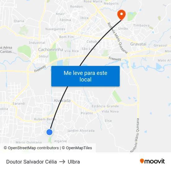 Doutor Salvador Célia to Ulbra map