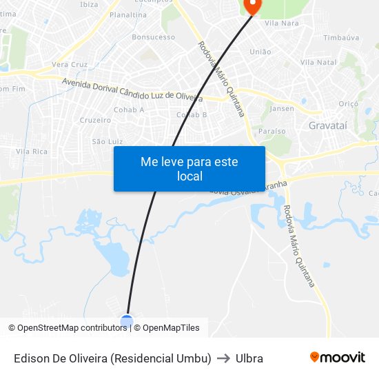 Edison De Oliveira (Residencial Umbu) to Ulbra map
