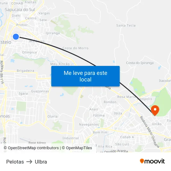 Pelotas to Ulbra map