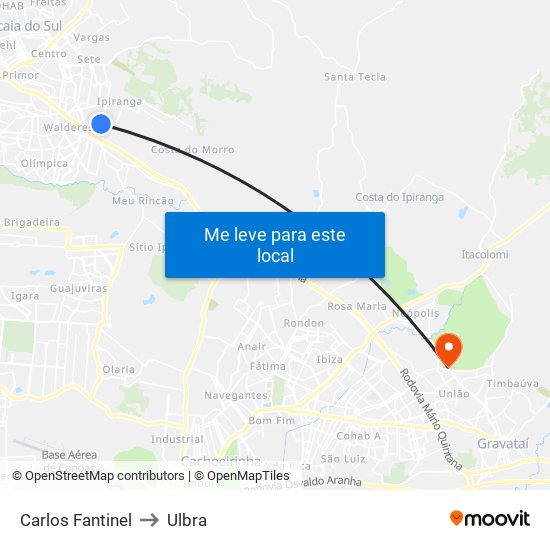 Carlos Fantinel to Ulbra map