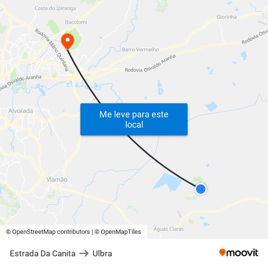 Estrada Da Canita to Ulbra map