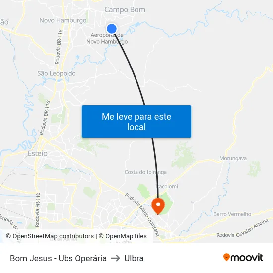 Bom Jesus - Ubs Operária to Ulbra map