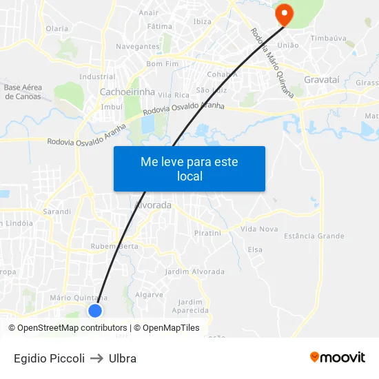 Egidio Piccoli to Ulbra map