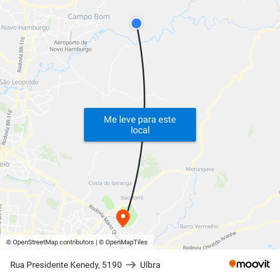 Rua Presidente Kenedy, 5190 to Ulbra map