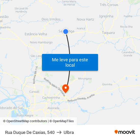 Rua Duque De Caxias, 540 to Ulbra map