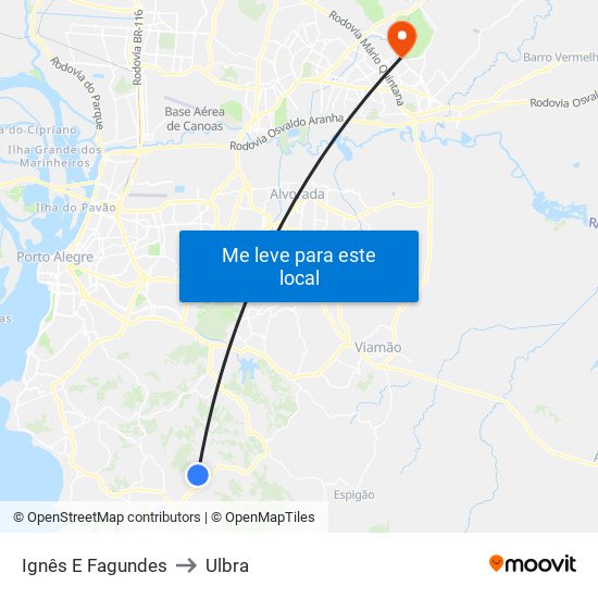 Ignês E Fagundes to Ulbra map