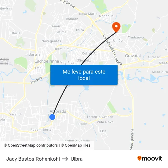 Jacy Bastos Rohenkohl to Ulbra map