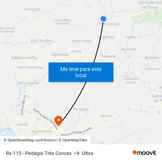Rs-115 - Pedágio Três Coroas to Ulbra map
