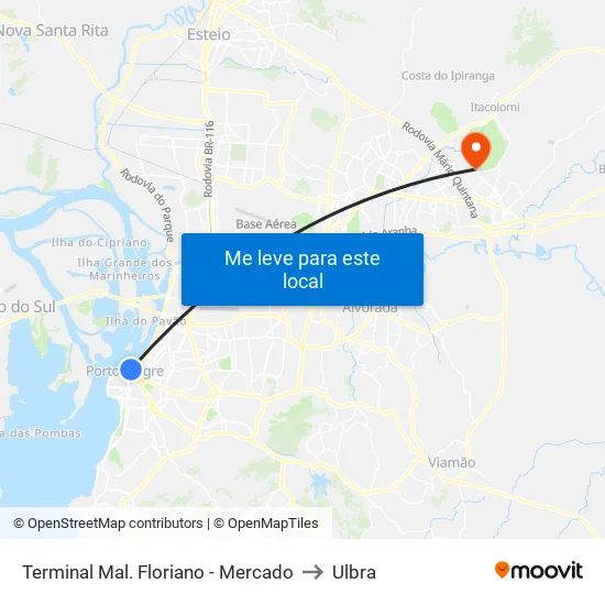 Terminal Mal. Floriano - Mercado to Ulbra map