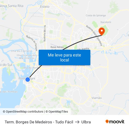 Term. Borges De Medeiros - Tudo Fácil to Ulbra map