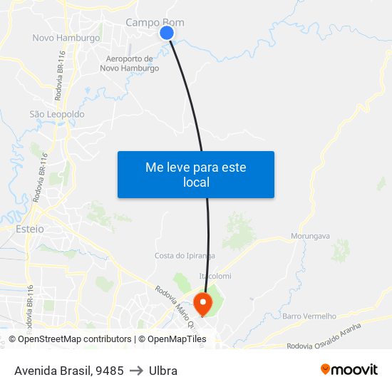 Avenida Brasil, 9485 to Ulbra map