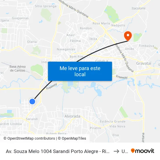 Av. Souza Melo 1004 Sarandi Porto Alegre - Rio Grande Do Sul 91120-600 Brasil to Ulbra map