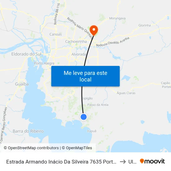 Estrada Armando Inácio Da Silveira 7635 Porto Alegre - Rs Brasil to Ulbra map