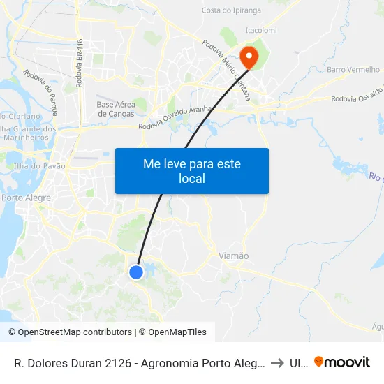 R. Dolores Duran 2126 - Agronomia Porto Alegre - Rs 91540-220 Brasil to Ulbra map