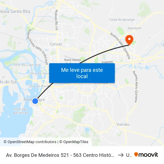 Av. Borges De Medeiros 521 - 563 Centro Histórico Porto Alegre - Rio Grande Do Sul 90020-022 Brasil to Ulbra map