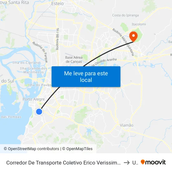 Corredor De Transporte Coletivo Erico Verissimo Azenha Porto Alegre - Rio Grande Do Sul 90130 Brasil to Ulbra map