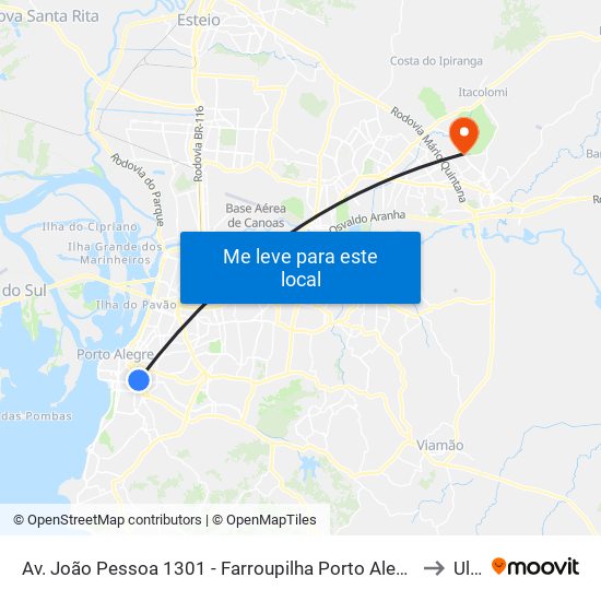 Av. João Pessoa 1301 - Farroupilha Porto Alegre - Rs 90040-001 Brasil to Ulbra map