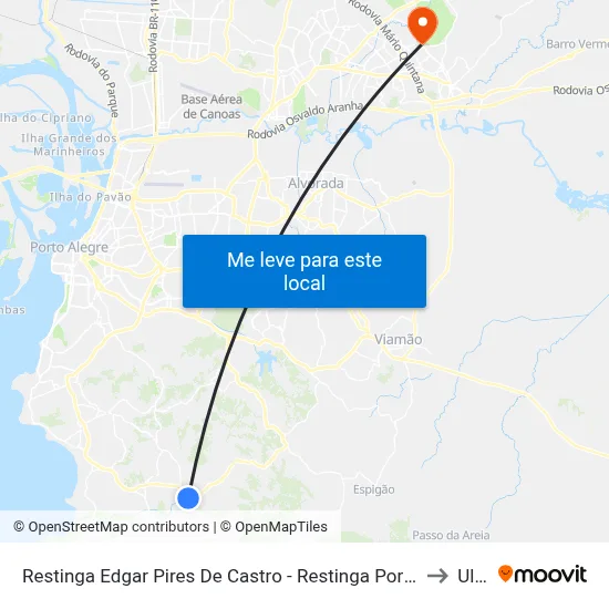 Restinga Edgar Pires De Castro - Restinga Porto Alegre - Rs Brasil to Ulbra map