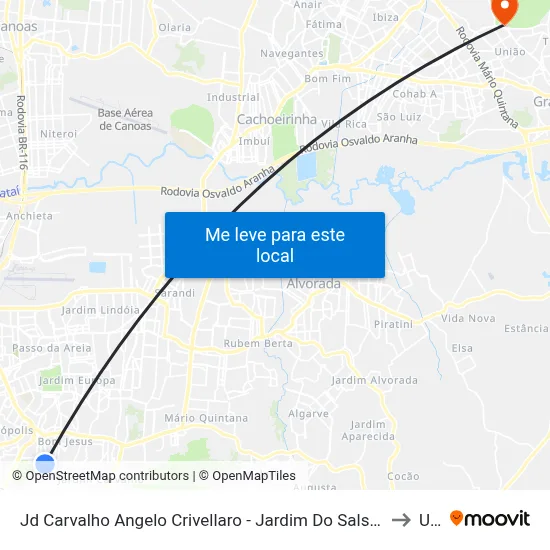 Jd Carvalho Angelo Crivellaro - Jardim Do Salso Porto Alegre - Rs 91410-140 Brasil to Ulbra map
