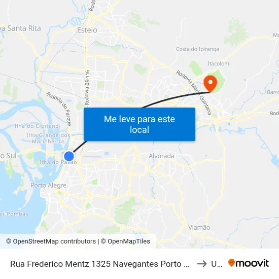 Rua Frederico Mentz 1325 Navegantes Porto Alegre - Rs 90240-110 Brasil to Ulbra map