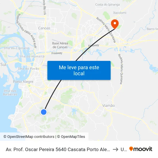 Av. Prof. Oscar Pereira 5640 Cascata Porto Alegre - Rio Grande Do Sul 91712-320 Brasil to Ulbra map