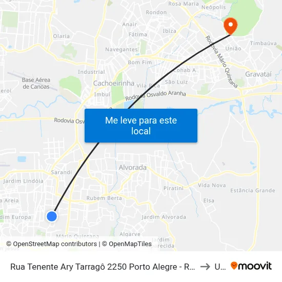 Rua Tenente Ary Tarragô 2250 Porto Alegre - Rio Grande Do Sul 91225-001 Brasil to Ulbra map