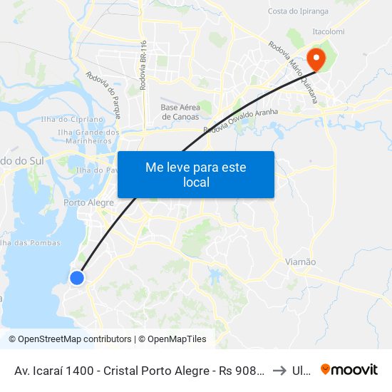 Av. Icaraí 1400 - Cristal Porto Alegre - Rs 90810-000 Brasil to Ulbra map