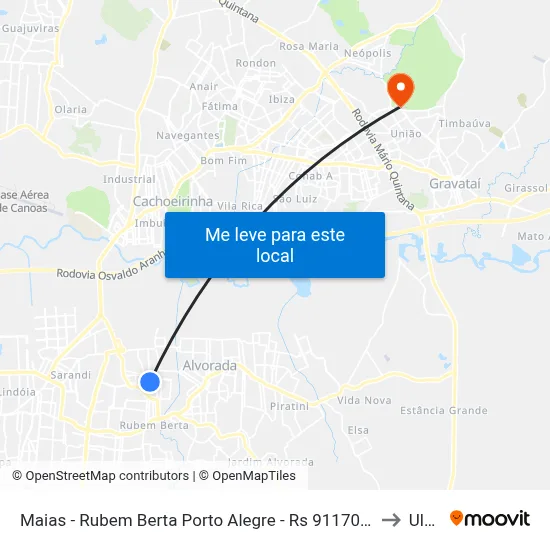 Maias - Rubem Berta Porto Alegre - Rs 91170-200 Brasil to Ulbra map