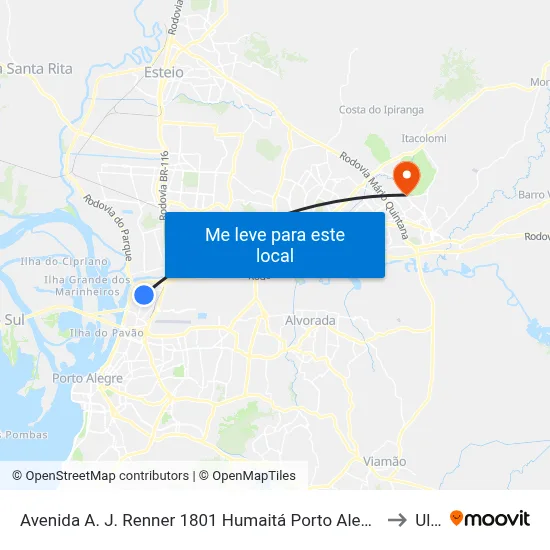Avenida A. J. Renner 1801 Humaitá Porto Alegre - Rs 90250-000 Brasil to Ulbra map