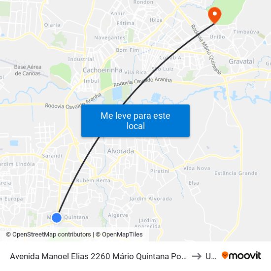 Avenida Manoel Elias 2260 Mário Quintana Porto Alegre - Rs 91240-260 Brasil to Ulbra map