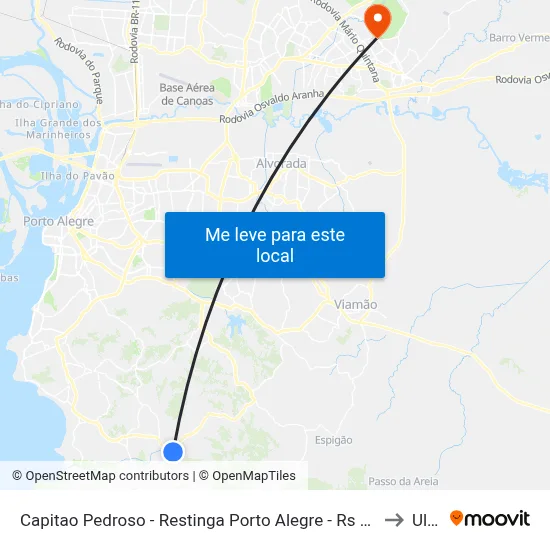 Capitao Pedroso - Restinga Porto Alegre - Rs 91790-400 Brasil to Ulbra map