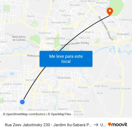 Rua Zeev Jabotinsky 230 - Jardim Itu-Sabará Porto Alegre - Rs 91220-510 Brasil to Ulbra map