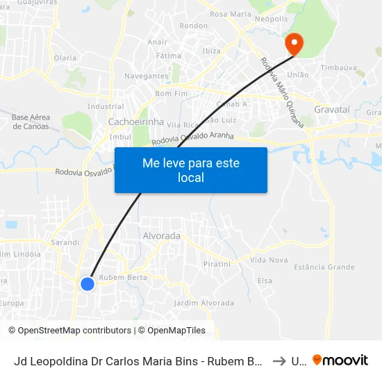 Jd Leopoldina Dr Carlos Maria Bins - Rubem Berta Porto Alegre - Rs 91240-001 Brasil to Ulbra map