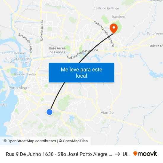 Rua 9 De Junho 1638 - São José Porto Alegre - Rs 91520-610 Brasil to Ulbra map