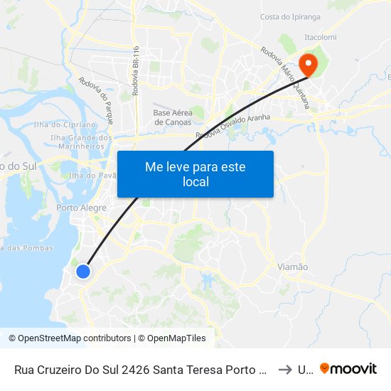 Rua Cruzeiro Do Sul 2426 Santa Teresa Porto Alegre - Rio Grande Do Sul 90840 Brasil to Ulbra map