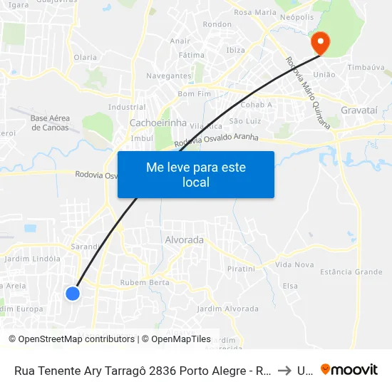 Rua Tenente Ary Tarragô 2836 Porto Alegre - Rio Grande Do Sul 91225 Brasil to Ulbra map